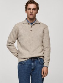 تصویر پلیور بافتنی یقه‌دار با فیت معمولی برند mango man Regular Fit Knitted Polo Sweater