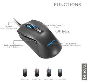 تصویر موس گیمینگ لنوو مدل Idea Pad Gaming M100 RGB Mouse IdeaPad Gaming M100 RGB Mouse