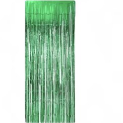 تصویر پرده متالایز سبز لی لی بالن 