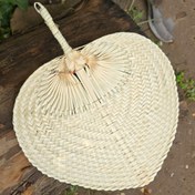 تصویر بادبزن حصیری بامبو مدل برگی 