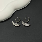 تصویر گوشواره بال نقره‌ای 