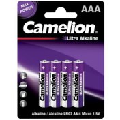 تصویر باتری نیم قلمی کملیون مدل Ultra Alkaline ۴ عددی 