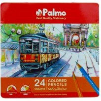 تصویر مداد رنگی 24 رنگ جعبه فلزی پالمو 