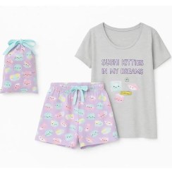 تصویر ست لباس راحتی پنتی ترکیه طرح سوشی 