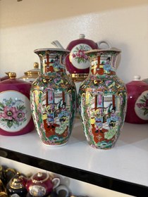 تصویر گلدان چینی گل مرغی 