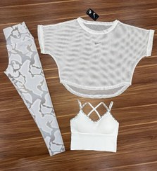 تصویر ست ورزشی لگ و کراپ توری و نیمتنه ورزشی کد 3661 