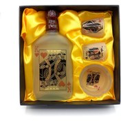 تصویر ست بطری 2 شات و زیرسیگاری شیشه ای 350cc طرح پاسور 580023 