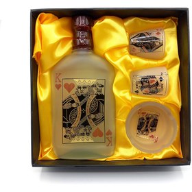 تصویر ست بطری 2 شات و زیرسیگاری شیشه ای 350cc طرح پاسور 580023 