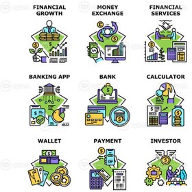 تصویر دانلود آیکون خدمات مالی مجموعه آیکون های وکتور تصاویر 