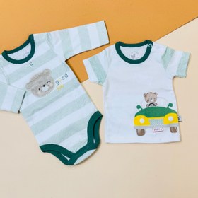 تصویر ست نوزادی نیلی طرح لاکی 