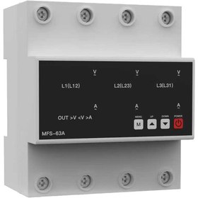 تصویر محافظ ولتاژ و جریان سه فاز ۶۳ آمپر DIGITAL VOLTAG CURRENT CONTROLLER PCV63A-380V 3 phase