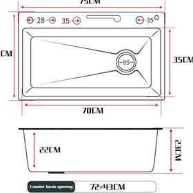 تصویر انواع سینک ظرفشویی آبشاری برند Hyshin - 7 کلید Piano sink with 7-5 built-in keys