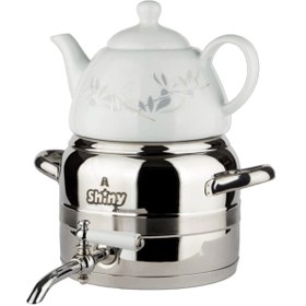 تصویر کتری قوری طرح ترک 3 لیتر شیردار کف چدن Shiny 