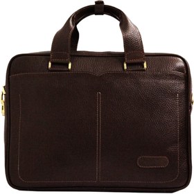 تصویر کیف لپ تاپی و اداری چرم طبیعی گاوی مدل آراد - مشکی Cow leather laptop and office bag ARAD model