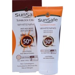 تصویر کرم ضد آفتاب روشن کننده حاوی SPF50 سان سیف 50 میلی لیتر Sunsafe Whitening Sunscreen Cream 50 ML