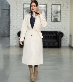 تصویر بارانی دو تیکه بلند زنانه فروشگاه سحرناز - سایز 2 / سفید Women's two-piece long raincoat from Sahrnaz store