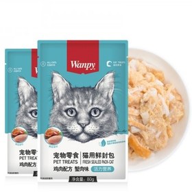 تصویر پوچ گربه ونپی طعم مرغ و ماهی کاد 85 گرم (انگلیسی نویس) Wanpy Cat chicken codfish 85g