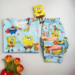 تصویر بلوز و شلوار اسپرت طرح باب اسفنجی 