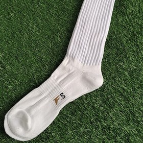 تصویر جوراب ورزشی مردانه ساق بلند کف حوله ای سفید - جوراب فوتبالی - جوراب کف حوله ای سفید 