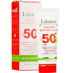 تصویر ضد آفتاب 5کاره بدون رنگ اس پی اف 50 مناسب پوست چرب و جوشدار لابورن Laboren 5 Action In 1 Sunscreen Cream Spf50 For Oily Skin