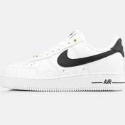 تصویر کتانی نایکی ایر فورس ۱ لو سفید مشکی با چرم مصنوعی 