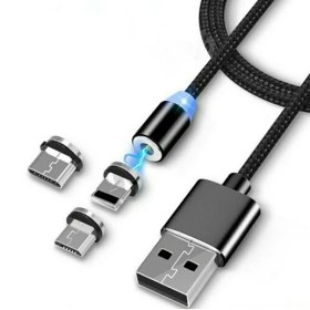 تصویر کابل تبدیل مغناطیسی USB به MicroUSB/USB-C/لایتنینگ دنمن مدل D09E طول 1 متر denmen