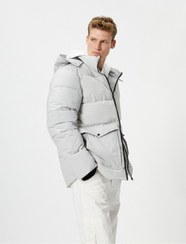 تصویر کت شلوار نفخی با کلاه و جزئیات چاپ - کتان - Koton -- 780963575- اورجینال 