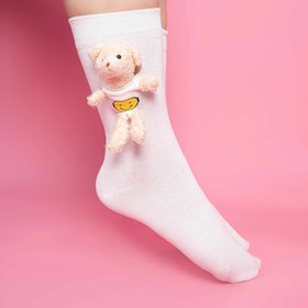 تصویر جوراب فانتزی خرس دار 