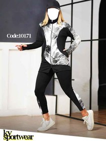 تصویر ست مانتو شلوار فینگردار ورزشی زنانه کد 004 Set of womens sport coat and pants with fingering code 004