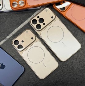 تصویر قاب موبایل تبدیل به ۱۷ پرومکس مدل AG Glass مناسب آیفون - iPhone 12 Pro Max / نارنجی 