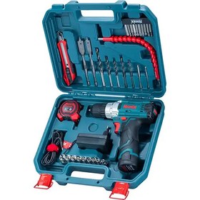 تصویر کیت دریل شارژی چکشی 12 ولت تک باتری 35 پارچه رونیکس مدل RS-8611 CORDLESS DRILL SET RS-8611