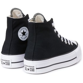 تصویر کتانی کانورس دخترانه ساقدار مدل platform رنگ مشکی Converse platform high top black