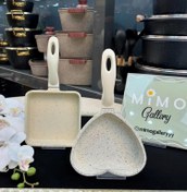 تصویر تابه پنکیک کوچک عروس چدن گرانیت مدل قلبی و مربعی 