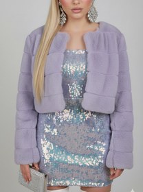 تصویر کت کوتاه خز یاسی 