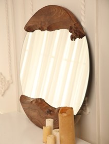 تصویر آینه روستیک - آینه چوبی چنار (دایره‌ای) ا Rustic mirror - sycamore wooden mirror (round) Rustic mirror - sycamore wooden mirror (round)