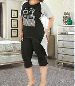 تصویر تی شرت شلوارک سایز بزرگ زنانه ترک - 7466 Miss Tiko 