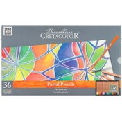 تصویر مداد پاستل گچی 36 رنگ کرتاکالر جعبه فلز Cretacolor 36 Color Pastel Pencils