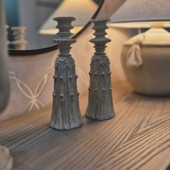 تصویر شمعدان پرده ای پلی استر دو عددی پتینه 