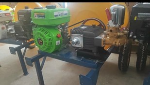 تصویر سمپاش فرغونی ۱۰۰ لیتری پمپ ۴۵ بار سه شیر رینهو پاور برند هاول و موتور ۷ اسب fst همراه ۵۰ متر شلنگ و لانس باشاک(زیر قیمت بازار) Fst