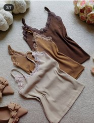 تصویر تاپ برشکا یقه دانتل - قهوه ای Tap bereshka