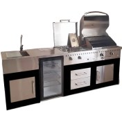 تصویر باربیکیو کامل ۲۴۲ سانتیمتری یخچال‌دار با نمای استیل عرض ۶۰ 