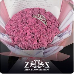 تصویر دسته گل طبیعی شاین‌دار صورتی 