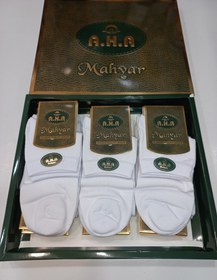 تصویر جوراب مهیار نیم ساق اصل (AHA) طرح ساده سفید عطر دار اصل mahyar aha men medium socks white