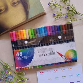 تصویر راپید براش 48 رنگ روان نویس نوک نمدی نوک براش و 0.4 میل پایه آب