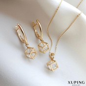 تصویر نیم ست زنانه ژوپینگ طرح طلا مکعبی نگین دار 