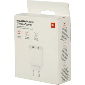 تصویر آداپتور تایپ سی شیائومی - Xiaomi Fast Charger Type-c Xiaomi Mi 33W Type A + Type C Charger AD332EU