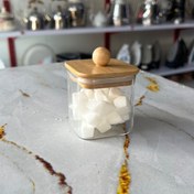 تصویر قندان مربع پیرکس بامبو با درب 