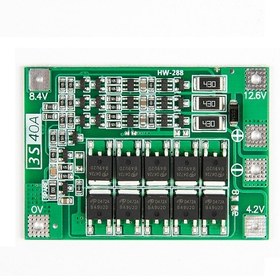 تصویر ماژول شارژ باتری لیتیوم-یون 3 سل 40 آمپر - 12.6 ولت BMS module 3s - 40A - 12.6V