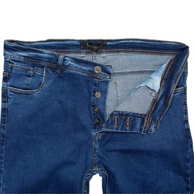 تصویر شلوار جین راسته کشی سایز بزرگ مردانه آبی 111225-15 
