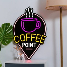 تصویر تابلو نئون قهوه خارجی ( نئون coffee) نئون پلکسی کافه coffee point neon sign